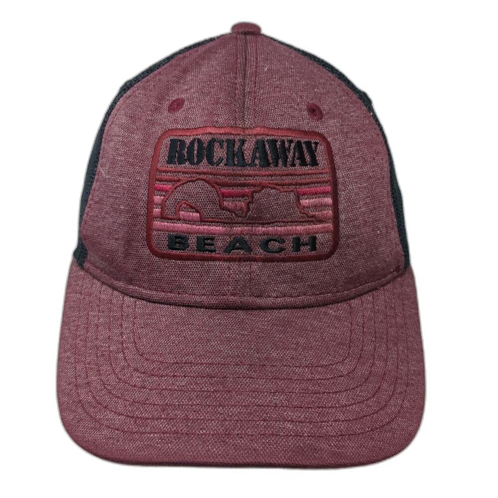 Triangle Trucker Hat Red One Size Snapback Rockaway Beach Mesh Patch Landscape